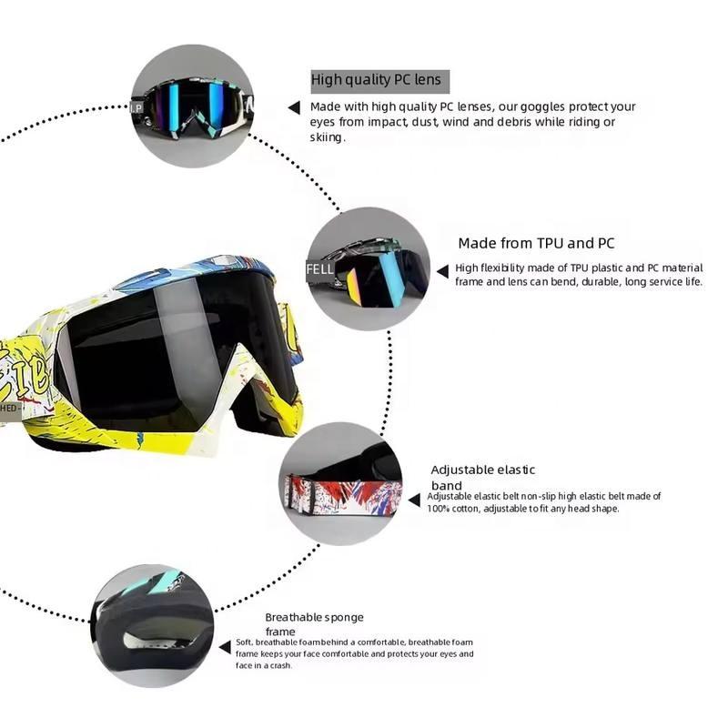 2026 Vibrant Frame Design Motocross Goggles UV400 Lens Lightweight Durable Adjustable Strap Outdoor Sports Riding Goggles