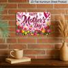 2D Flat, 1pc "Happy Mother's Day" Tulip & Butterfly Plaque, 12"×8" - Festive Floral Decor Sign, Pink - Aluminium Wall Hanging Decoration for Home