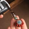 Pendant Sandalwood Cat Paw Keychain Chinese Style Spin Wheel Car Keychain  Decoration