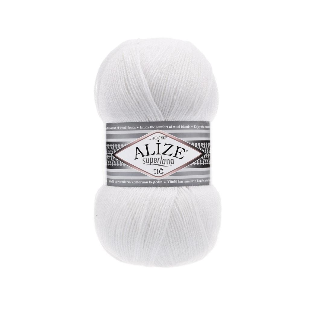 Шерстяная трикотажная пряжа - Alize Superlana Crochet(Тиг) - 4 Ball - Акрил - Платки - Аксессуары - Шарфы - Кардиган - 570 метров (100гр).