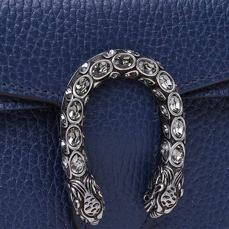 Gucci Кожаная сумка через плечо Dionysus, Сумка-кроссбоди Extra Mini Женская Темно-синяя 476432-CAOGN-8204