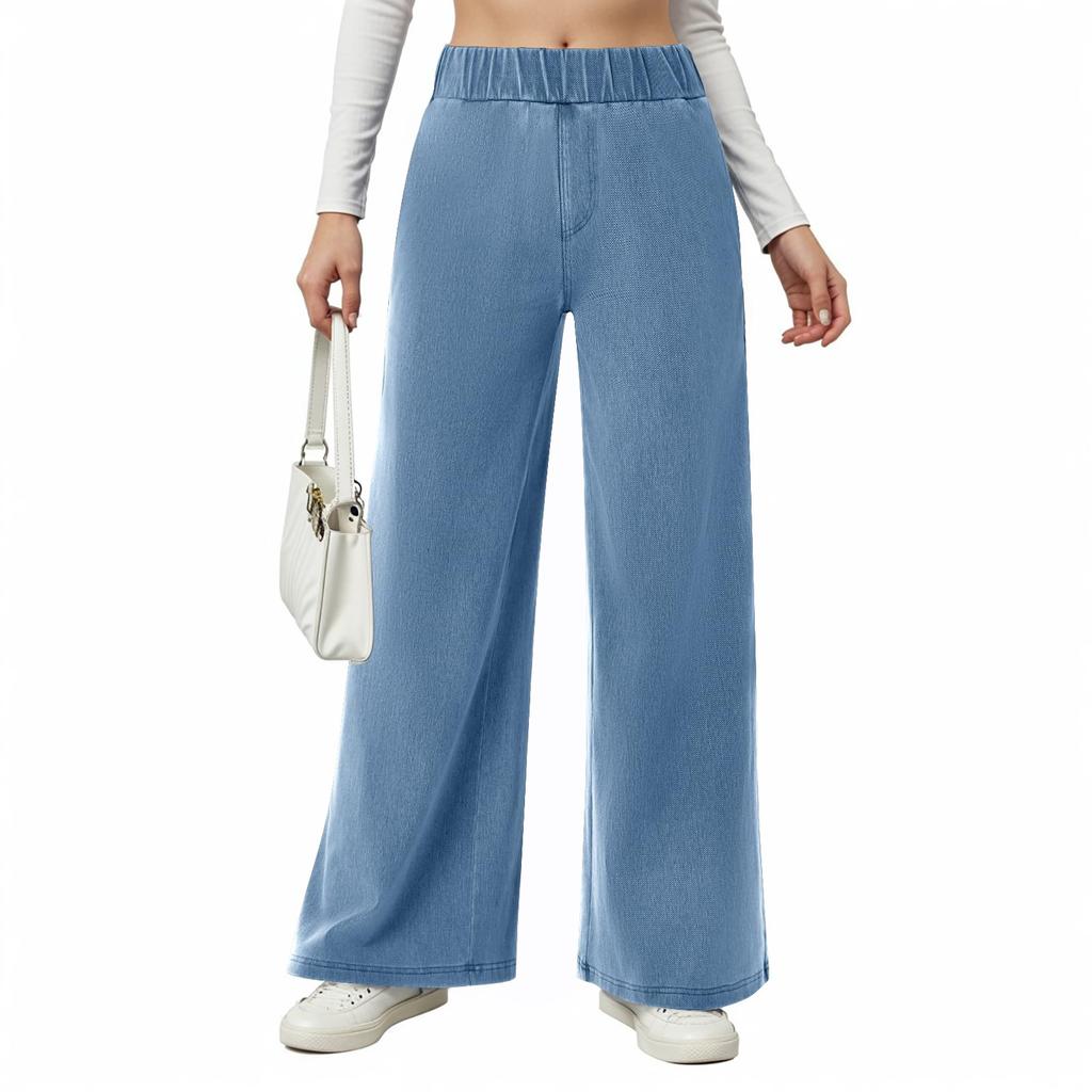 Женские джинсы с широкими штанинами, эластичные джинсы со средней резинкой на талии, мешковатые свободные джинсовые брюки с карманами, модные повседневные