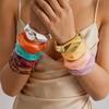 Vintage Style Wide Bracelet Colorful Smudging Geometric Bangles Acrylic Wristband  Fashion Jewelry