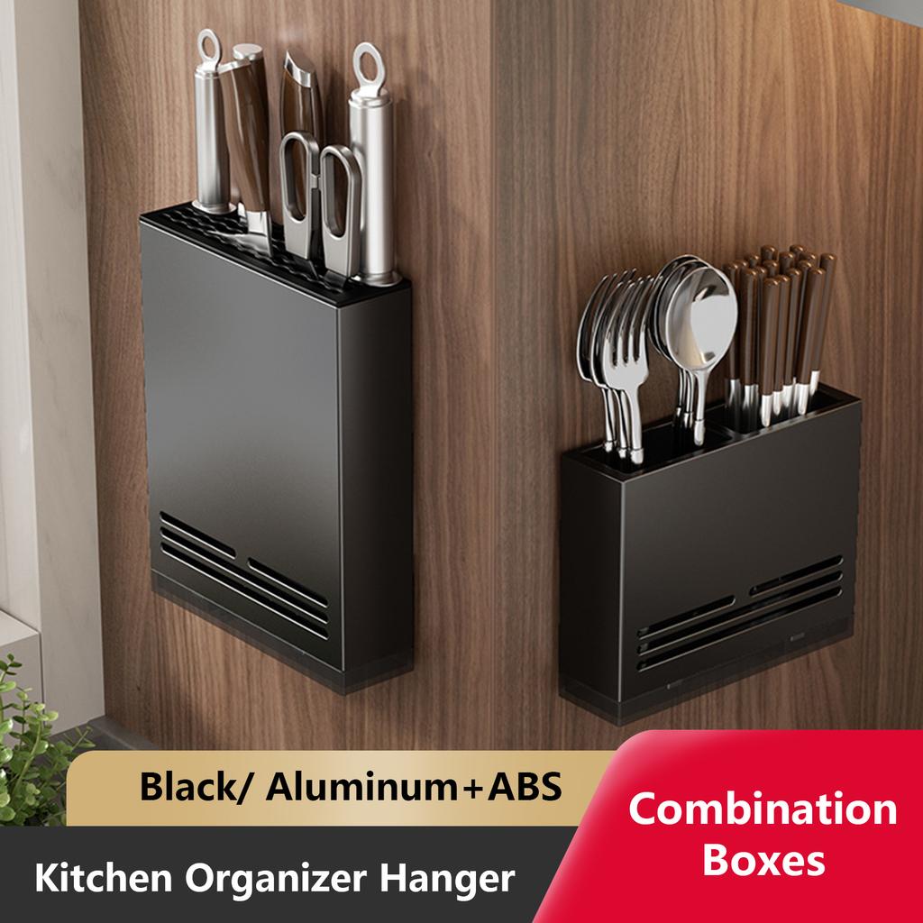 Кухонный держатель для ножей, настенный органайзер, подставка для ложек и палочек для еды, подвесные органайзеры из алюминия