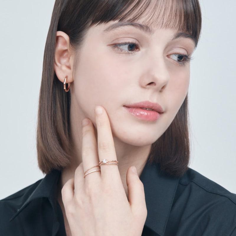 ELLE Jewelry 14K Gold-Plated Cut Ring Earrings ELGPEE514