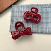 Red Bow Multiple Hair Clips Women's High-end Hair Clip Shark Clip At The Back Of The Head Hair Grabbing Accessory