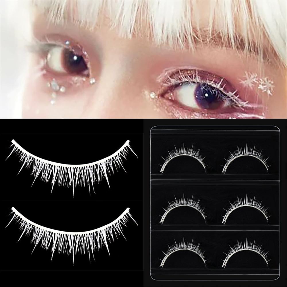 Cosplay Wispy Reusable Natural Fluffy False Lashes Cosplay False Eyelashes White Lashes