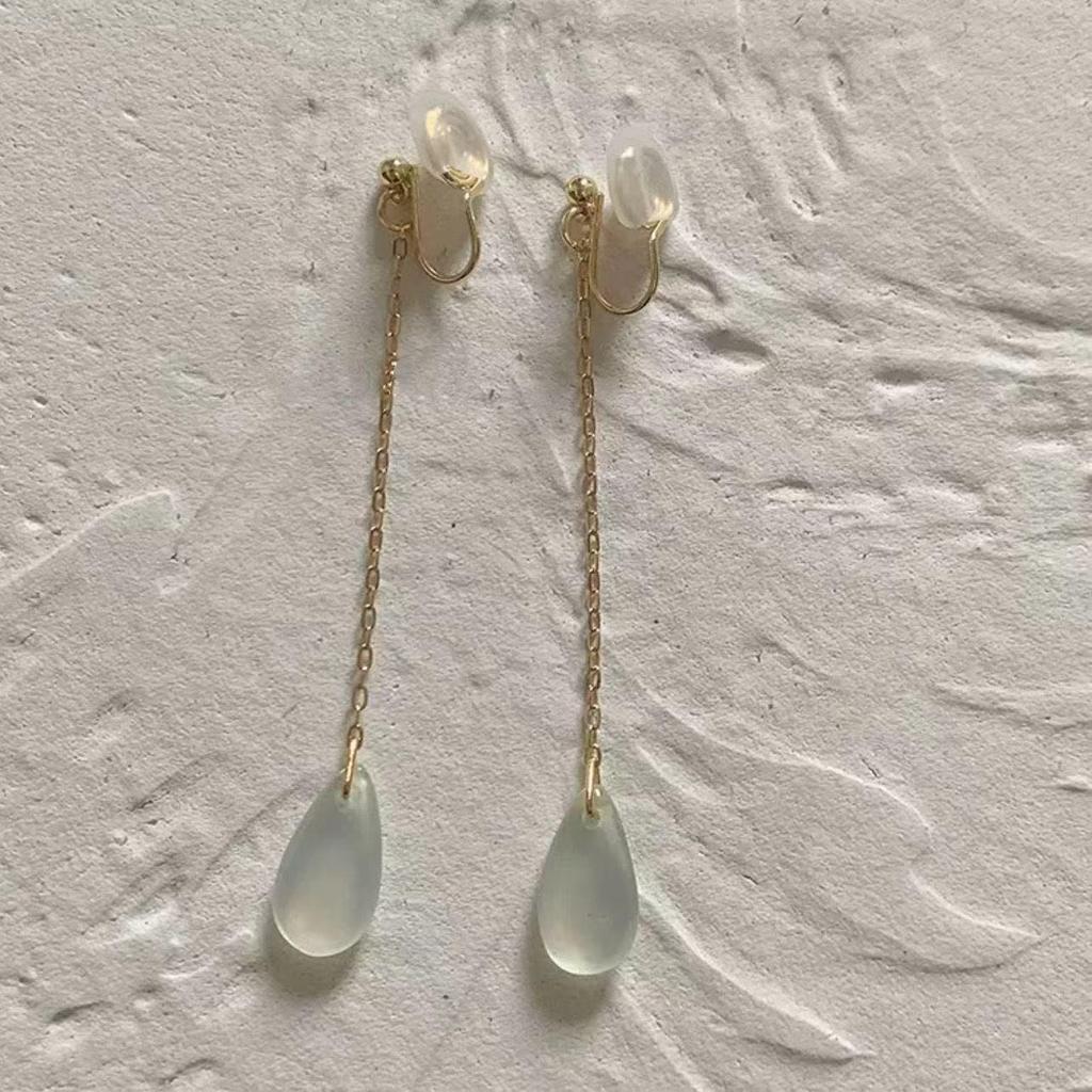 Ретро китайские клипсы в стиле Ханьфу из нефрита Хэтянь - Уникальный нишевый дизайн, не требующий пирсинга