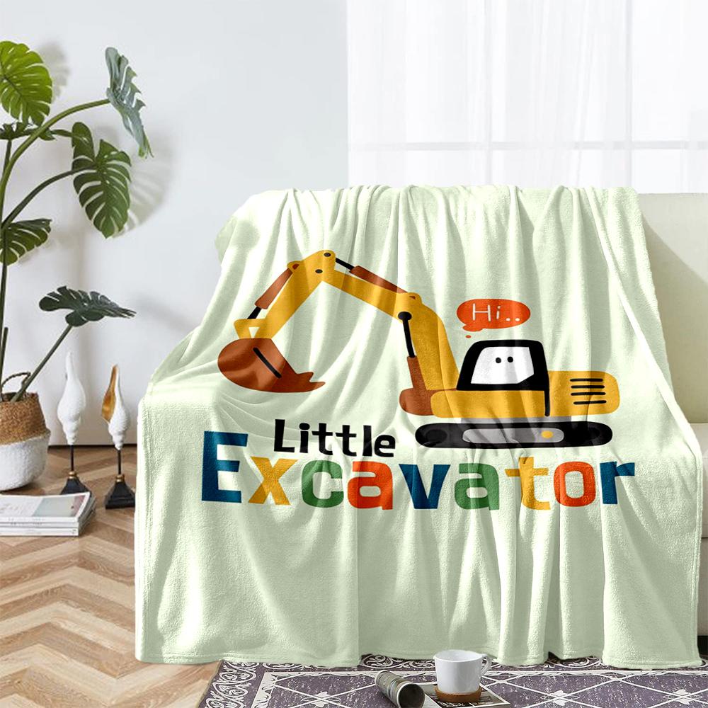 excavator Theme Printed Blanket - Perfect for Couch, Bed, Travel & Outdoor Use | Machine Washable, Cozy & Durable.