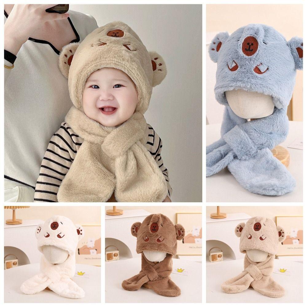 Коралловый флис Капибара пушистая шапка повседневная детская зимняя шапка детский комплект шапка шарф протектор для ушей
