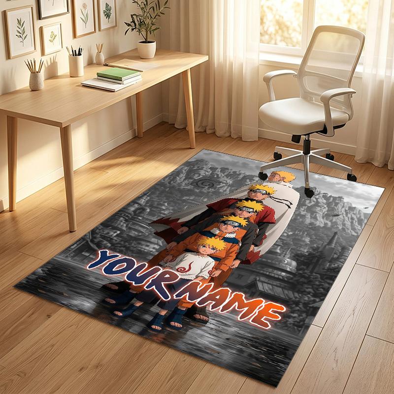 Personalized Crystal Velvet Carpet,Naruto Custom Printed Name, Plush Area Rug For Home Indoor Decor