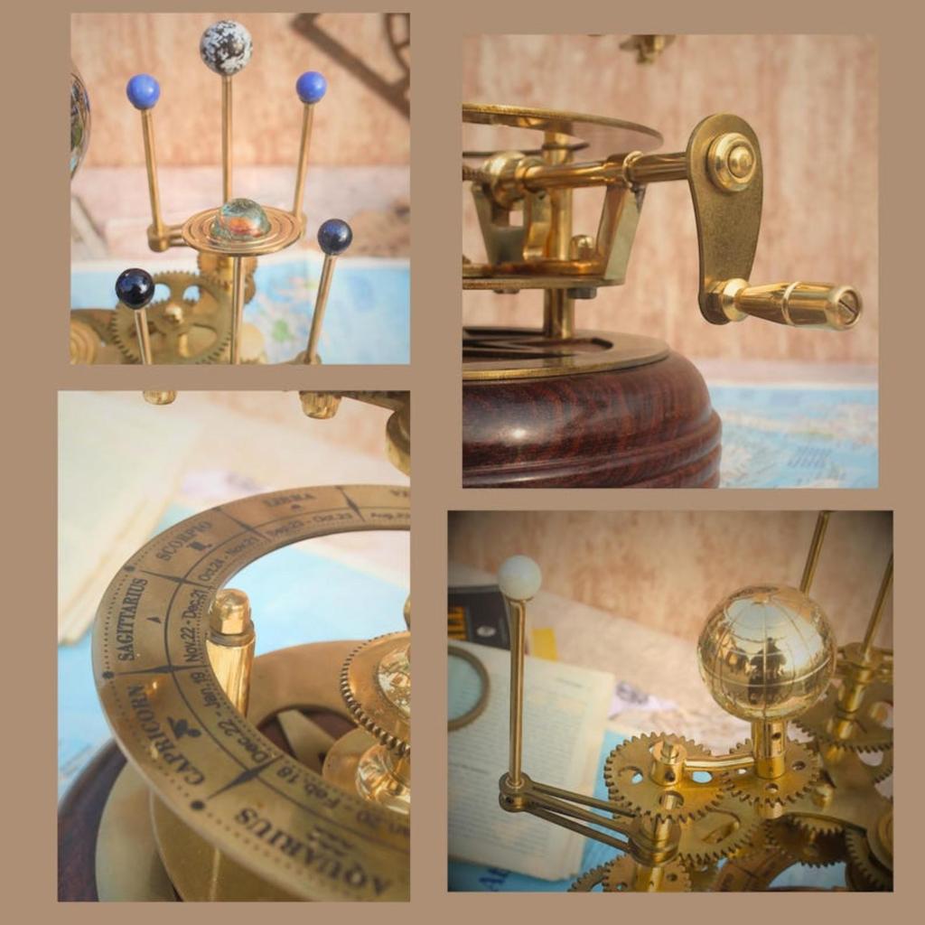Luxury Art Piece for Book Shelves Brass and Steel Orrery A Functional Model of the Solar System with Planets