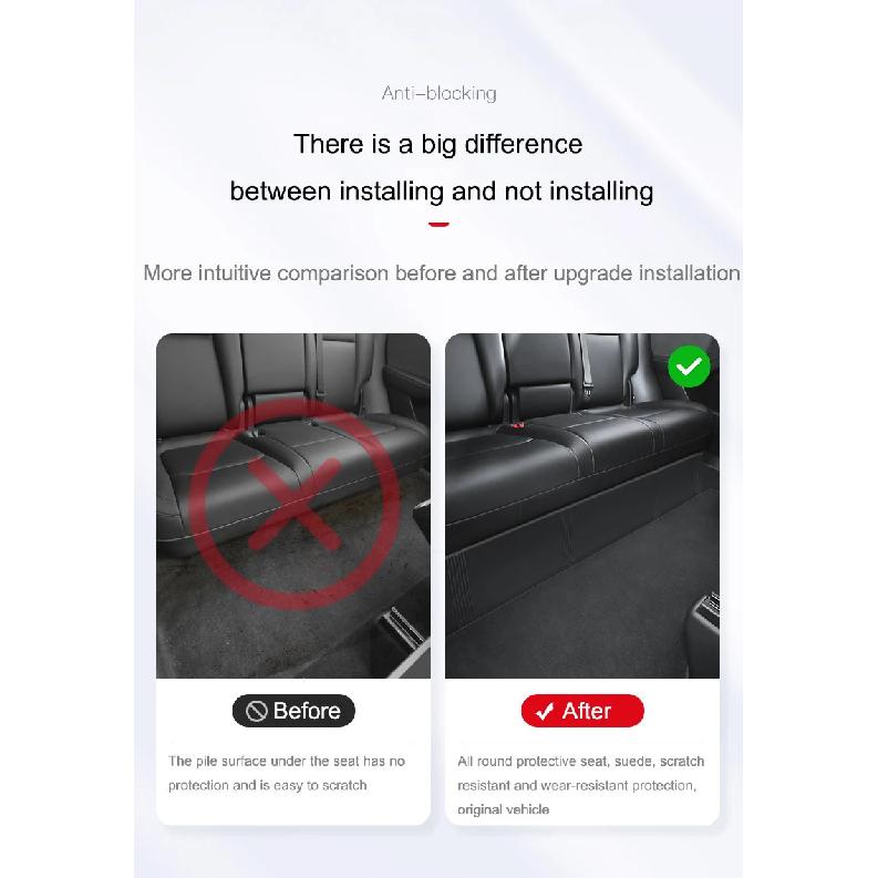 Protective Pad For Tesla Model 3 Y Under Rear Seat Anti Kick Guard Cover TPE Full Surround Cushion Protector Car Interior Modely