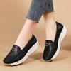 Large Size Women's Single Shoes Spring and Autumn New Fashionable Thick-soled Sponge Shoes Metal Buckle Wedge Shallow Mouth Mother's Shoes