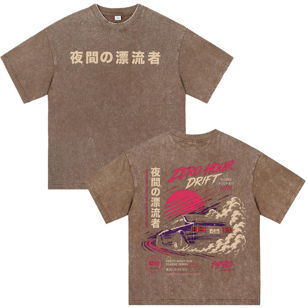 Anime Initial D Drift AE86 Fujiwara Tofu Shop JDM Racing Car Vintage Washed T-shirts Men's Women Clothing Short Sleeves T Shirts