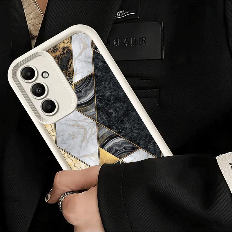 Чехол для телефона Samsung Galaxy S26 S25 Ultra S24 FE Геометрический Мраморный Рисунок Чехол S23 Plus S22 + S21 S20 5G Мягкий Силикон Funda