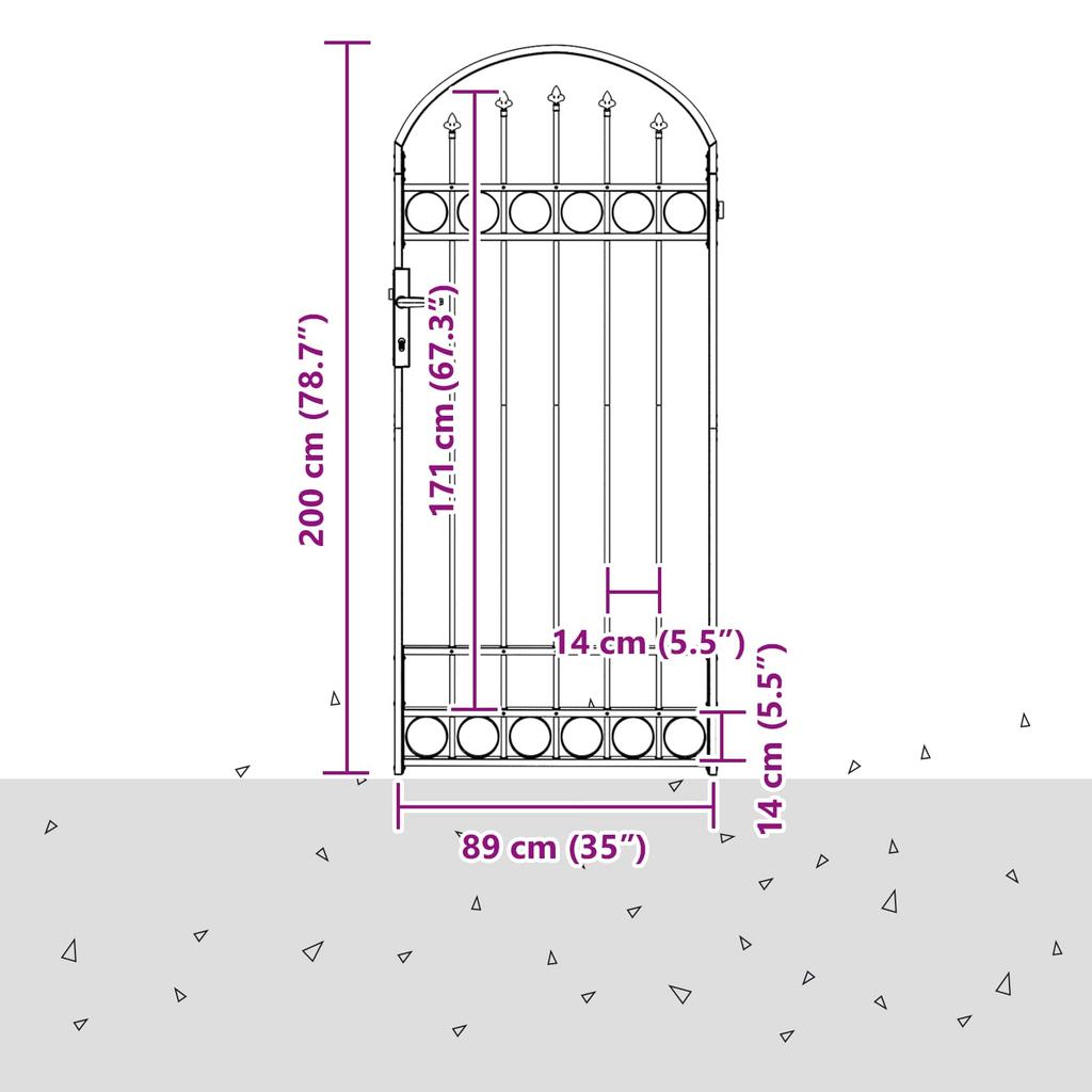 ASSEN Fence Post 200 x 88 x 14 cm Steel Gray Lockable