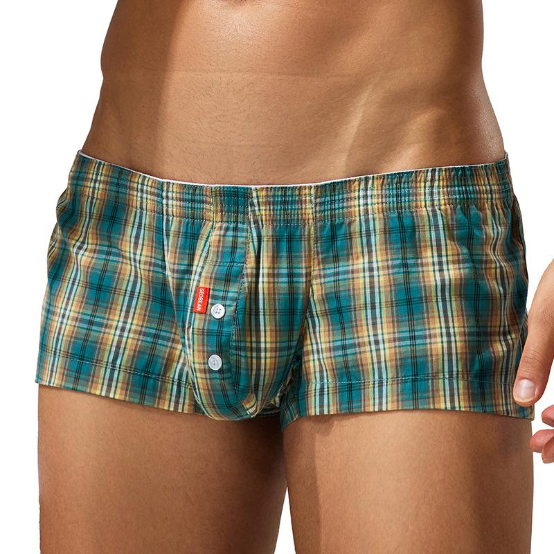 SEOBEAN Мужские брюки-стрелки: Стильные, удобные домашние шорты с большим гульфиком - европейские и американские боксеры для сна