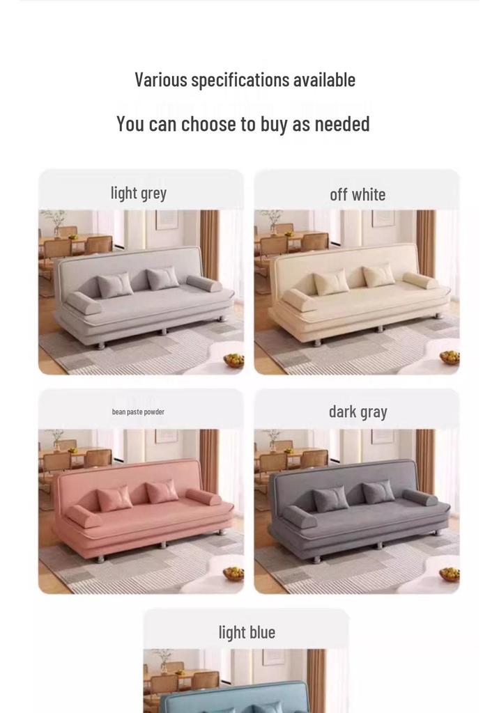 Convertible Multi-Functional Fabric Sofa Bed for Double or Triple Seating in Small Living Rooms