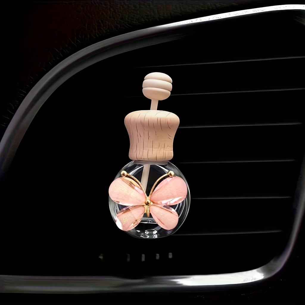 1pc Car Butterfly Glass Bottle, Reusable Car Essential Oil Diffuser, Empty Glass Bottle Pure Decoration Car Accessories