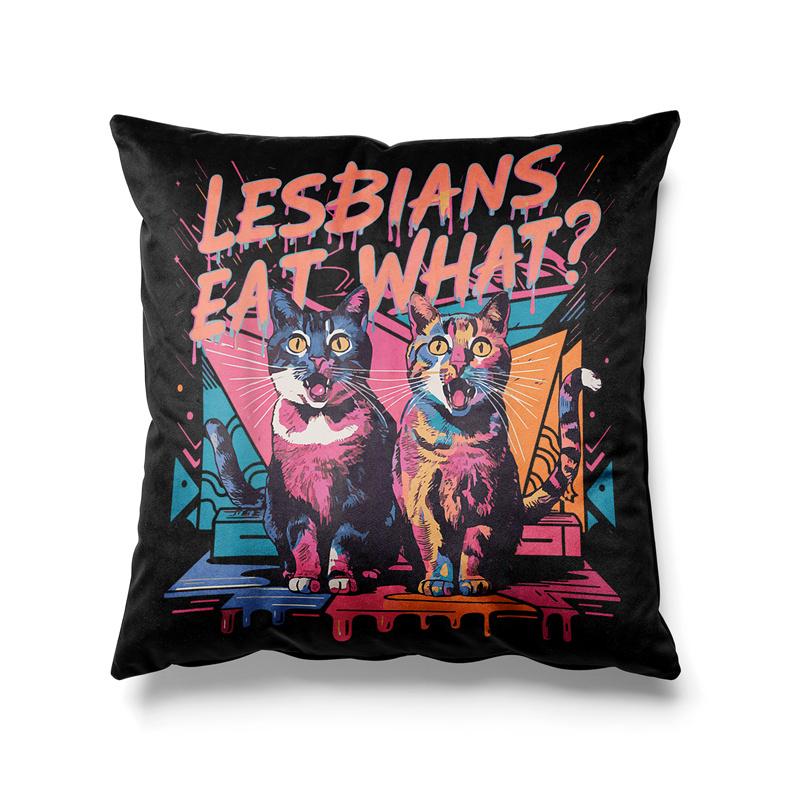 Gaslight Gatekeep Girlboss Lesbians Eat What Throw Pillow Covers Funny Cat Cushion Cases Pillowcases cm x cm