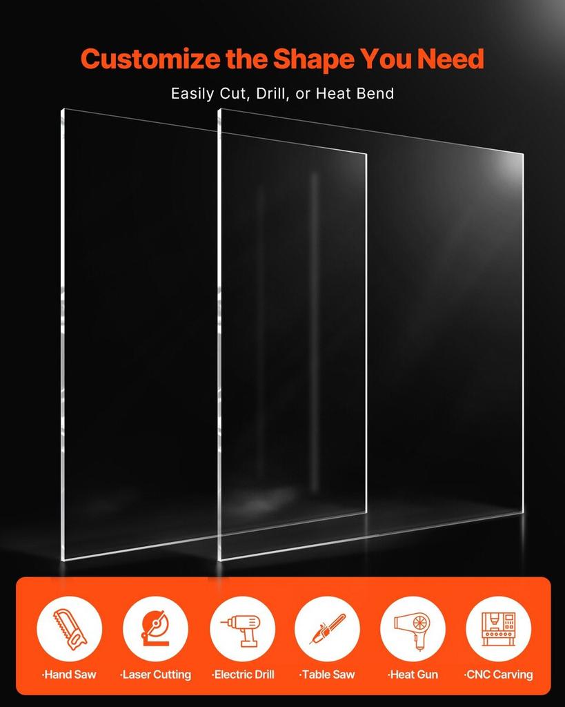 2-Pack Plexiglass Acrylic Sheets 24 x 36 Inch Plastic Sheets 1/4 In Thick