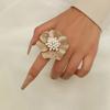 Luxury Pearl Big Flowers Rings For Women Vintage Bridal Wedding Party Jewelry