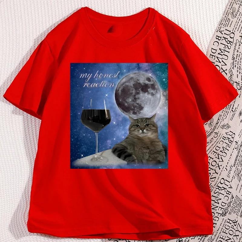 2026 Camisetas Divertidas Con Estampado De Gato Y Vino Para Hombre Camiseta Informal De Gran TamañoCamiseta Básica Holgada De