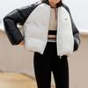 Li Ning Sports Lifestyle Series Color-blocked Stand Woollow Short Down Jacket Women Outwear Off-White Black AYMT368-1