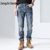 Мужские повседневные джинсы Zengzhi средней посадки прямого кроя