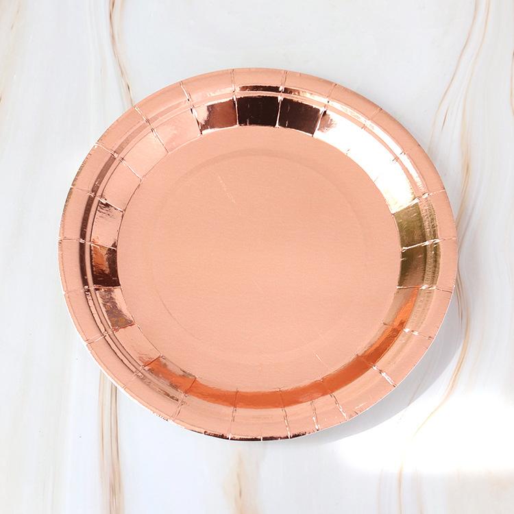Набор одноразовой посуды из розового золота для вечеринки, бумажная тарелка, чашка для детей и взрослых, день рождения, свадьба, девичник, украшение для детского душа