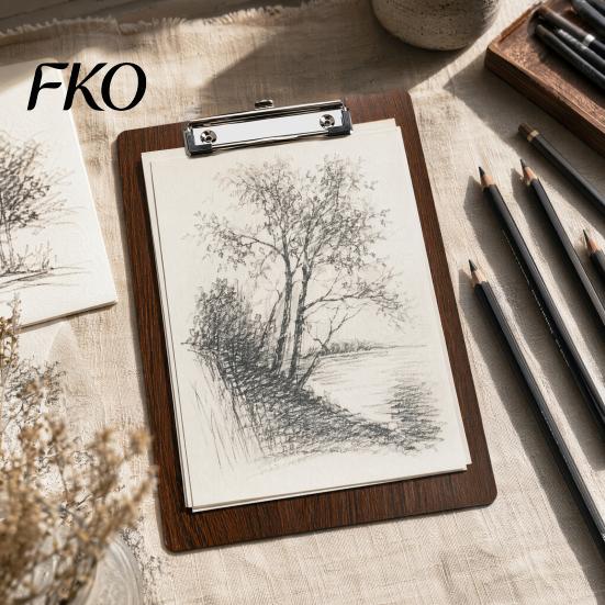 Stable Drawing Surface Wooden Clipboard with Metal Clip, A4 Letter Size Clip Board for Documents Board, Wood Grain Thicken Hardboard Office,