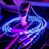 3 In 1 Data Cables Streaming Light Data Cables LED Soft Light Multi Head Cool Mobile Phone Fast Charging Cable