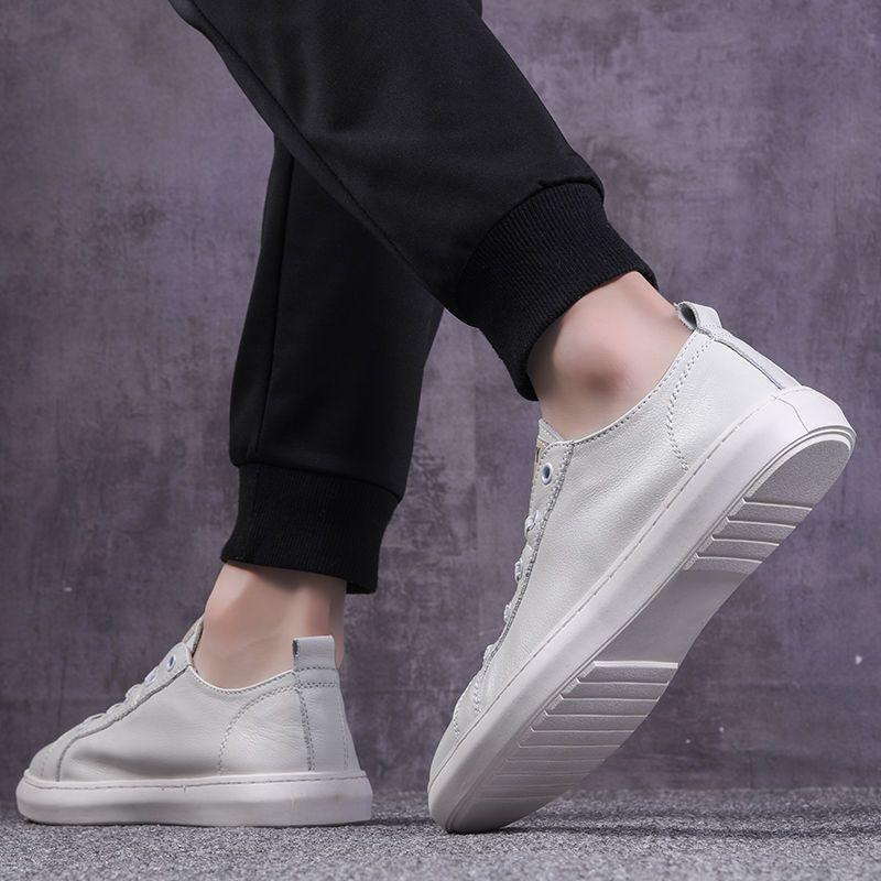 Мужская обувь весенне-осенняя модная простая кожаная дышащая легкая уличная повседневная низкая кеды