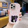 Чехол для телефона: 2D плоский дизайн, подходящий для защитного чехла iPhone 18 17 16 15 14 13 Pro, стиль для пары, черный кот, рождественский и хэллоуинский подарок