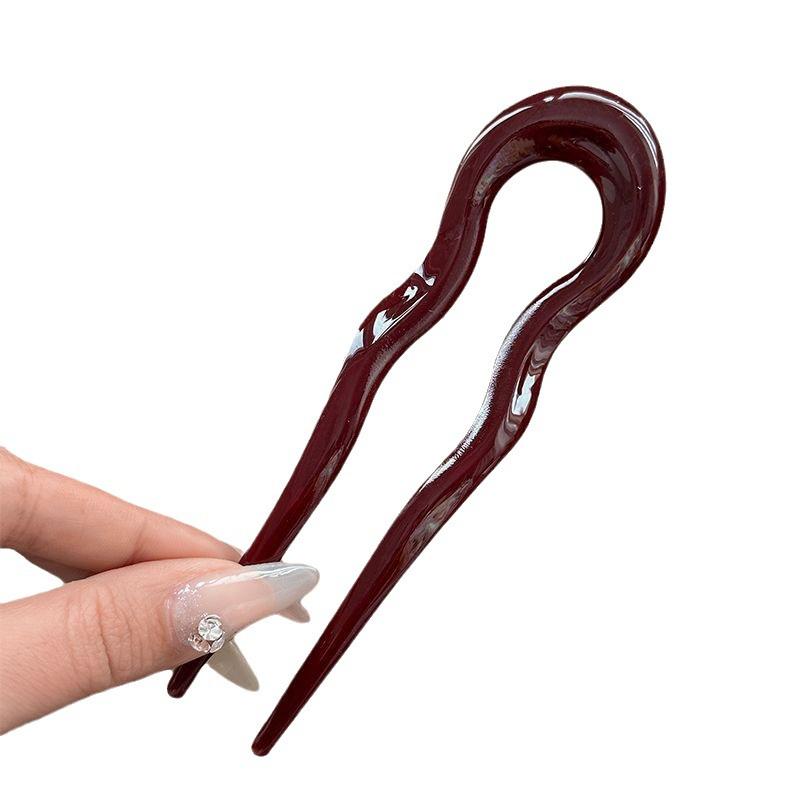 Элегантная акриловая заколка для волос U-образной формы для женского пучка - Новый китайский стиль