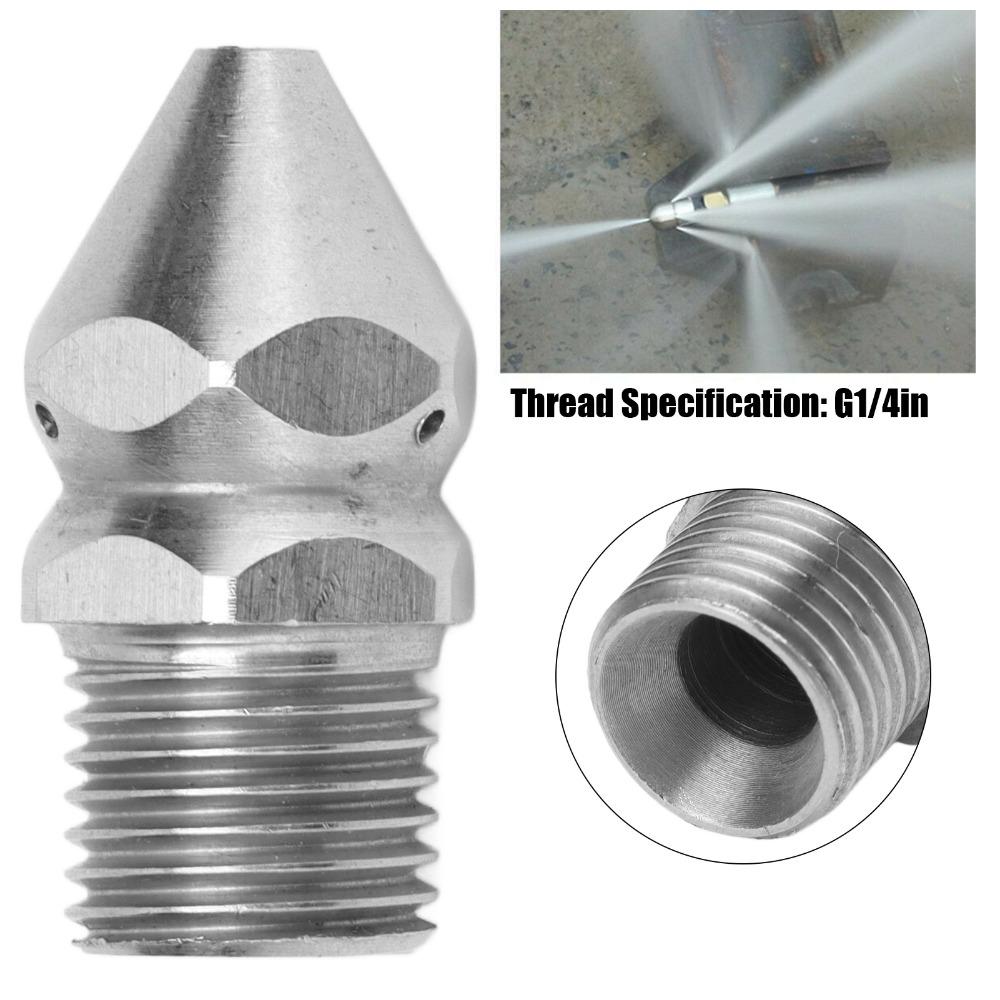 Stainless Steel Sewer Cleaning Nozzle G1/4in Male Thread Sewer Jetter Nozzle Drain Cleaning