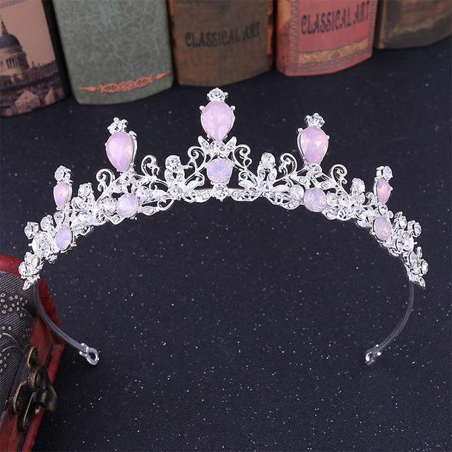 Vintage Baroque Imitated Emerald Crystal Tiaras And Crowns Hair Jewelry Women Girls Headpiece Wedding Bridal Hair Accessories