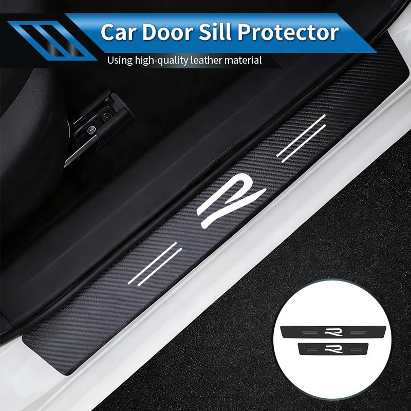 Leather Car Door Plate Threshold Protector Strip Sticker For Volkswagen VW Scirocco Jetta Beetle Golf Passat Polo Tiguan Touran zf4