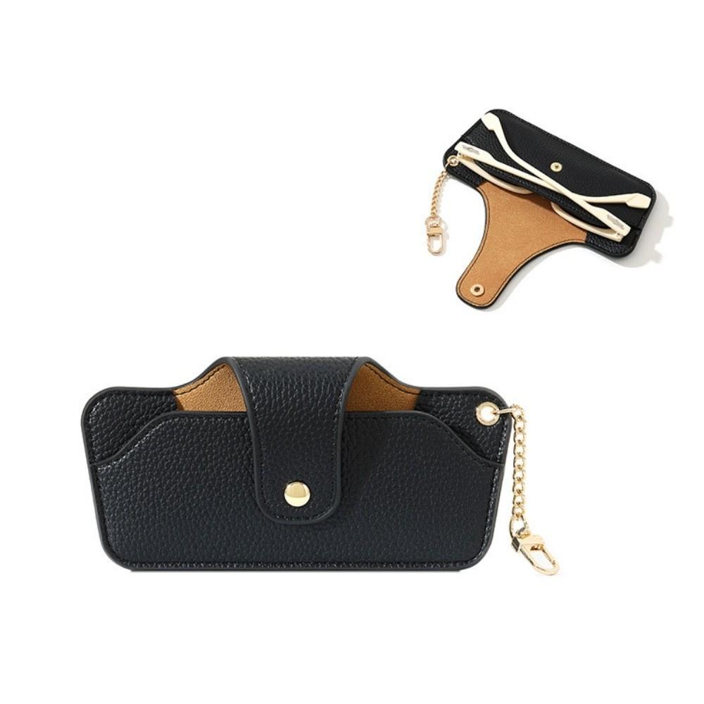 with Bag Pendant Leather Glasses Case Solid Color Eyewear Protector  Sun Glasses