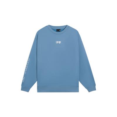 Li-Ning Модная спортивная серия, пуловер с принтом китайских иероглифов, свитер унисекс, топы индиго-синего цвета, AWDSB23-3