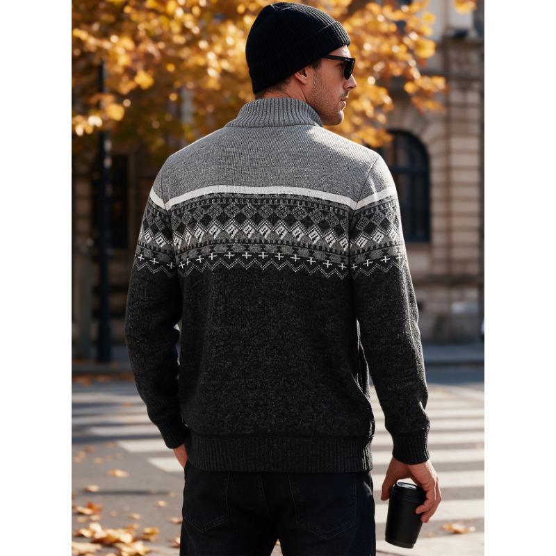 Men S Thick Fleece Long Sleeve Knitted Cardigan Casual Winter Sweater