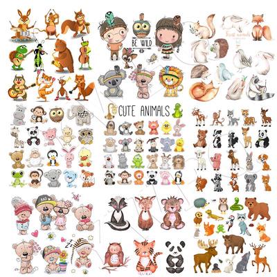 Детская рубашка, железные нашивки с изображением животных, термопереносные наклейки «сделай сам», для кукольной одежды