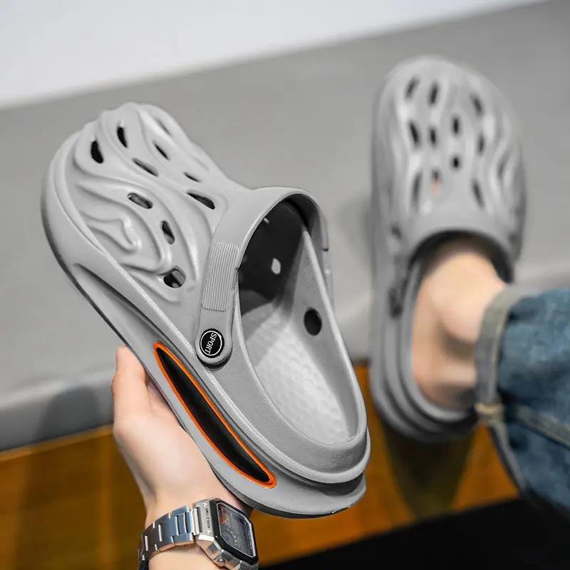Шлепанцы Платформа Отверстие Мужские Тапочки Мягкие Сабо Оригинальный Стиль 2025 Ева Взрослые Y2k Маскулино Летняя Распродажа Хлопушки Повседневная Мужская Обувь