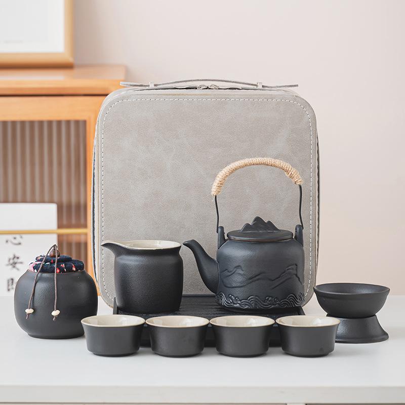 Travel tea set Outdoor portable Kung Fu tea set Business souvenir gift gift print
