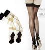 European & American Sexy Vertical Striped Over-the-Knee Stockings - Ultra-Thin Flesh-Colored/Black