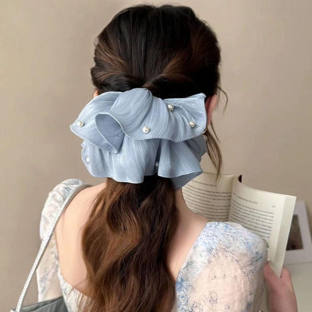 Cloth Elastic Scrunchies French Style Pearls Hair Rope Elegant Women Hair Scrunchies Women