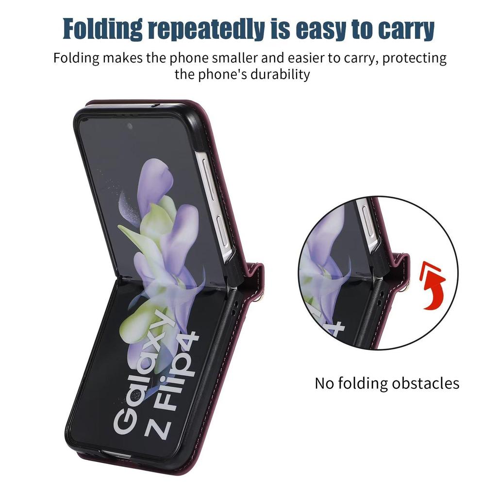 Galaxy Z Flip 5 Case 360 Full Protection Crossbody Case for Samsung Galaxy Z Flip 5/4/3 Diamond Leather Wallet Lanyard Case Stand Shockproof Cover