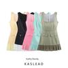 Kaslead New Arrival Women's Clothing Fashion Style Fashion Slim Fit Square Collar Sleeveless Pleated Dress