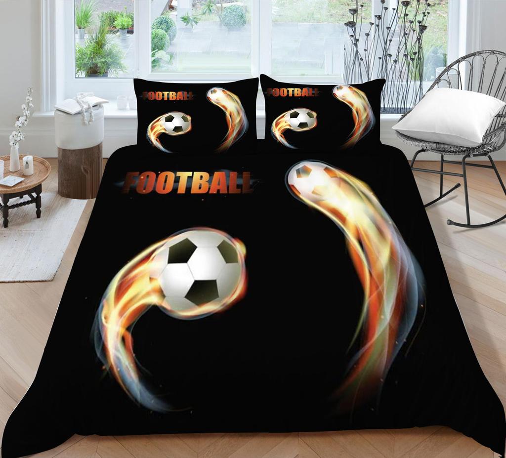 3D Football Printing Bedding Suit Soft Bedclothes Home Bedroom Duvet Cover Bed Set Bedspreads Comfortable Soft